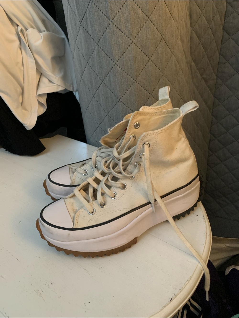 Converse Cream High-Top Platform Sneakers